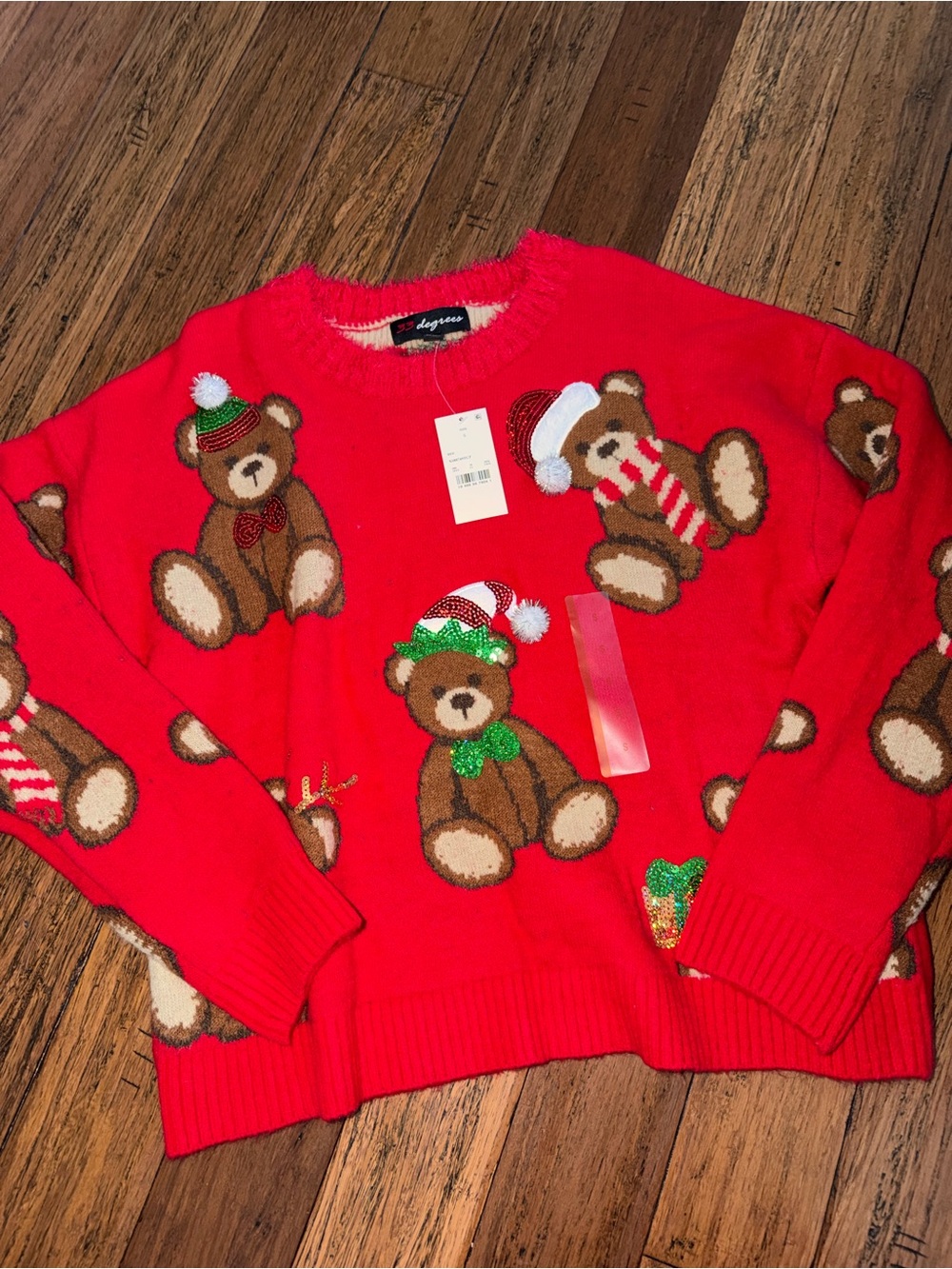 Holiday Teddy Bear Crewneck Sweater - Red
